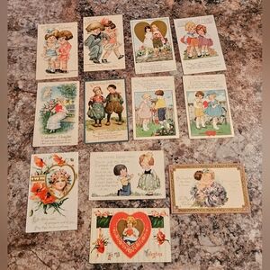 Antique | Lot Of 12 Early 1900's Edwardian Valentine Postcards Collection